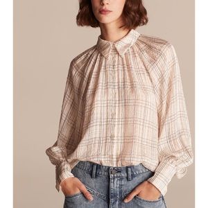 Rebecca Taylor JULES PLAID TOP IN VANILLA COMBO Size 6